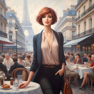 in a cafe with and