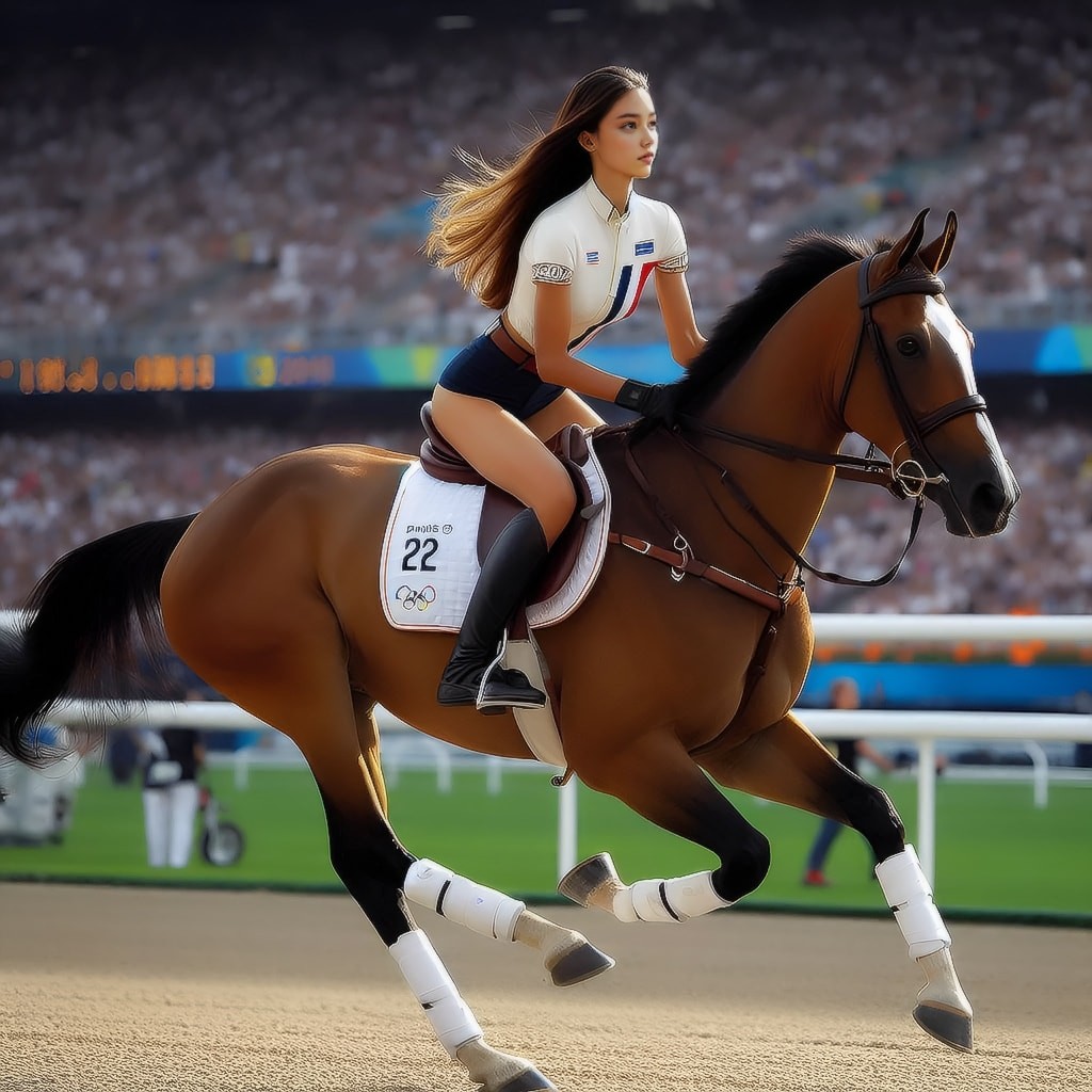 riding a horse in a stadium