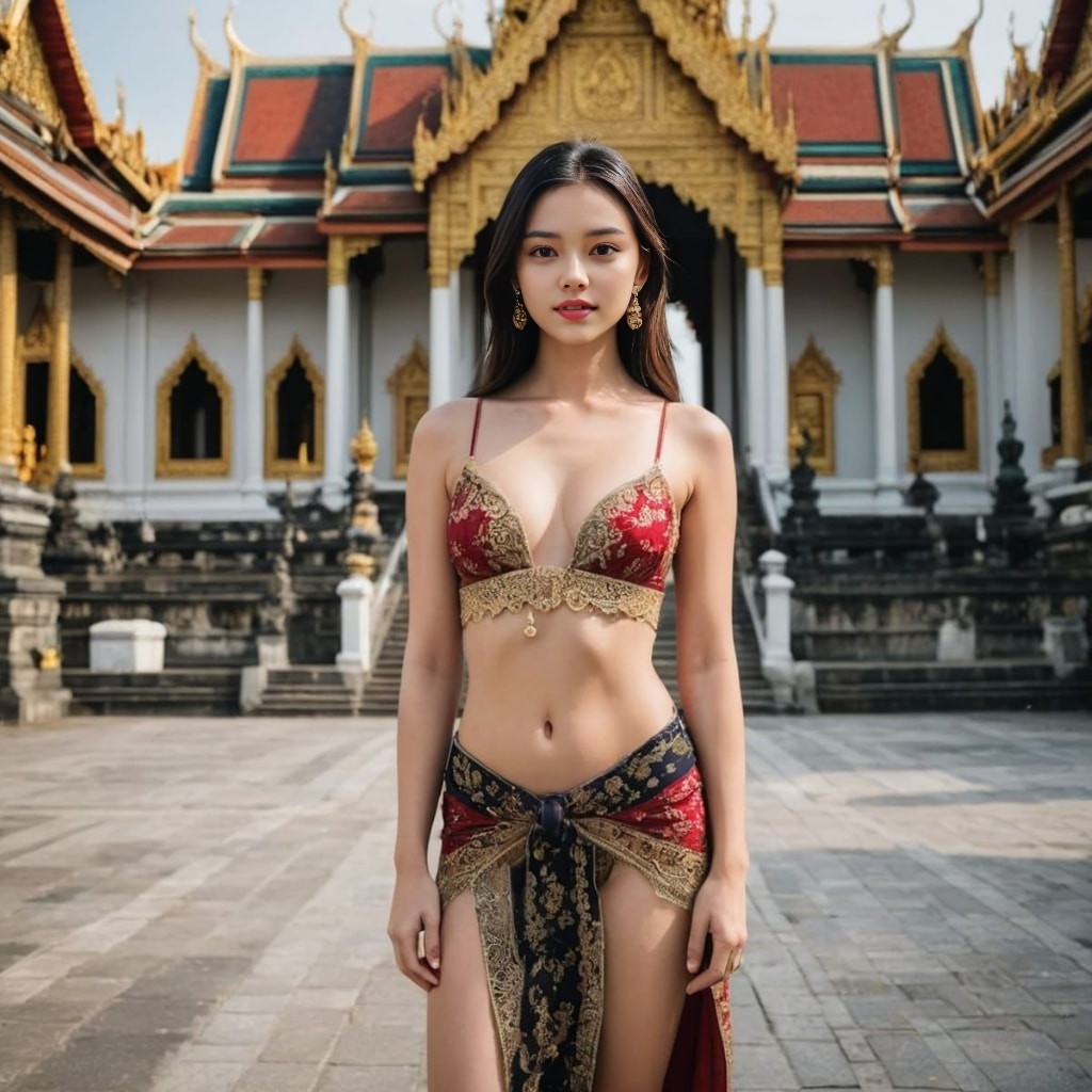 in a traditional thai outfit