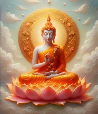 buddha sitting on lotus