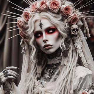 with dreadlocks and a gothic makeup