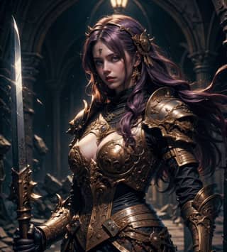 in armor holding a sword
