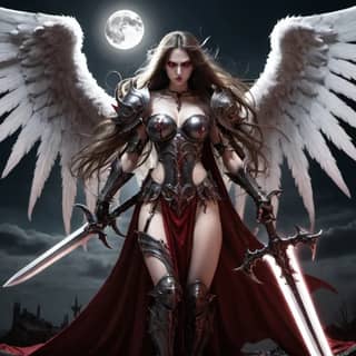 an angel with wings and a sword