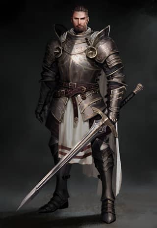 a knight in armor holding a sword