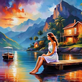 sitting on a dock by the water