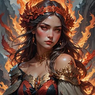 woman with fire in her hair