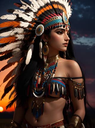 woman in a native indian headdress