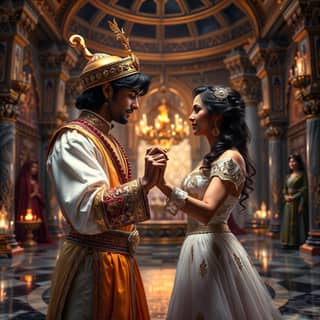 El príncipe y la princesa en la película Aladino.