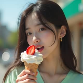holding an ice cream cone