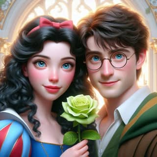 Disney'in animasyon filminden Pamuk Prenses ve Prens.