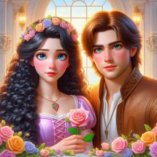 La principessa e il principe del film Disney Rapunzel.