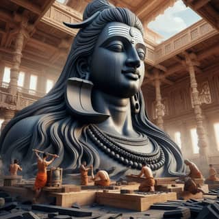 the statue of lord shiva in the temple