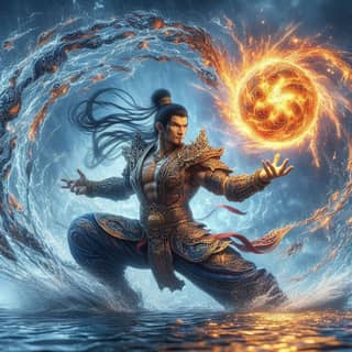 the chinese god of fire is shown in the water