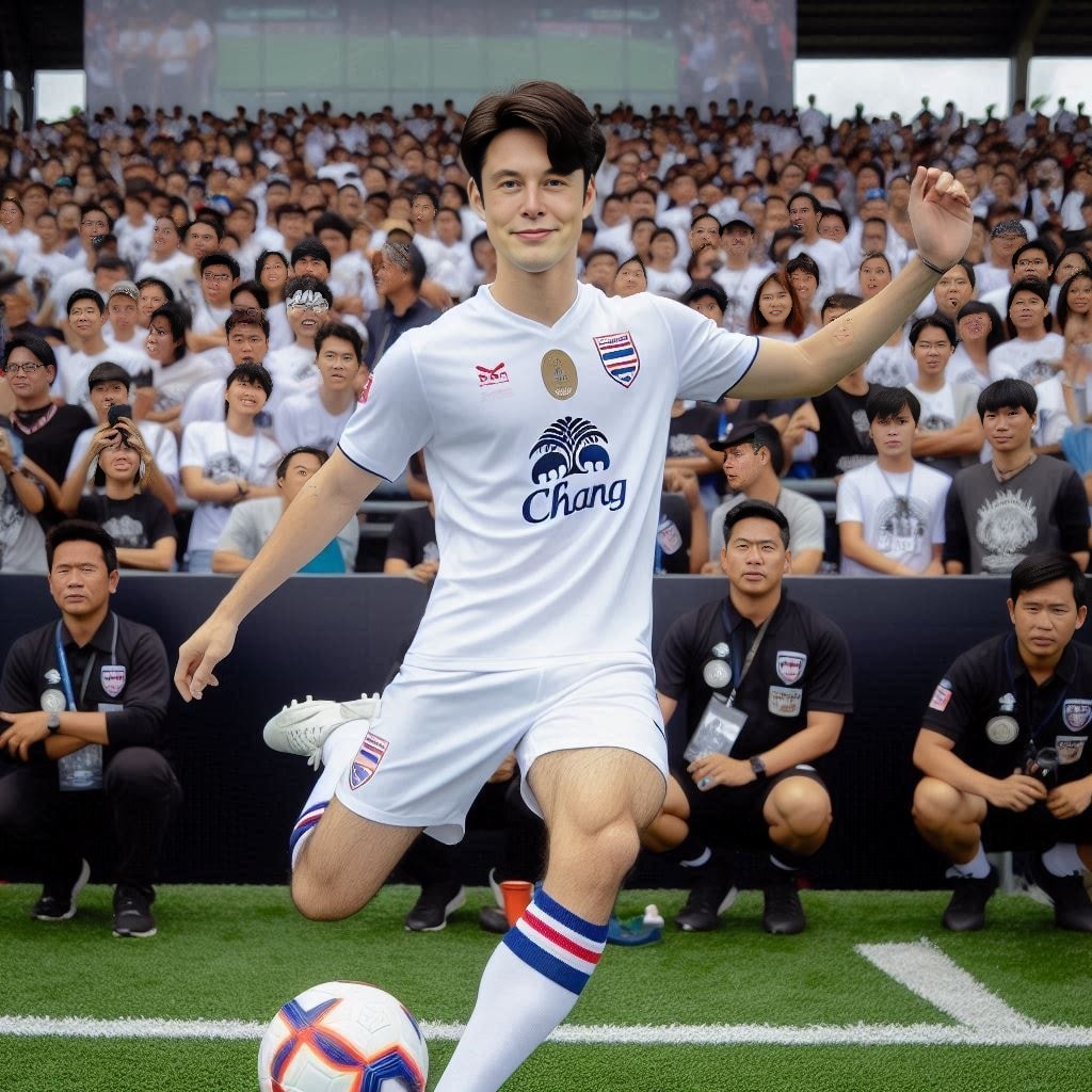 in a white uniform kicking a soccer ball