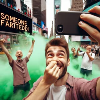 Tomándome una selfie con un grupo de personas.