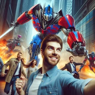 Il poster del film Transformers mostra un selfie.