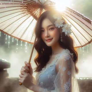 beautiful holding an umbrella