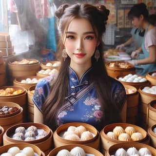 in a traditional chinese dress