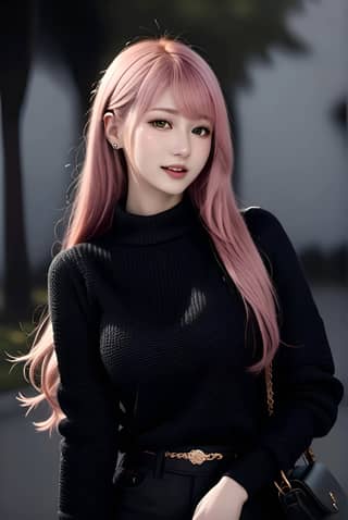 with pink hair posing for a photo