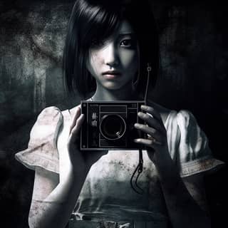 a girl holding a camera in a dark room