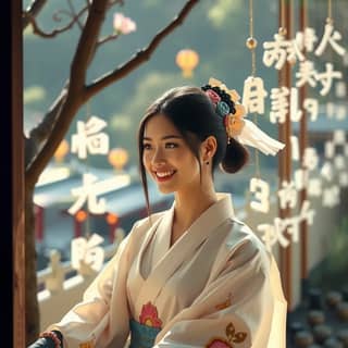 Một người phụ nữ trong bộ kimono truyền thống.