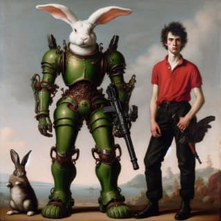 a rabbit with a gun