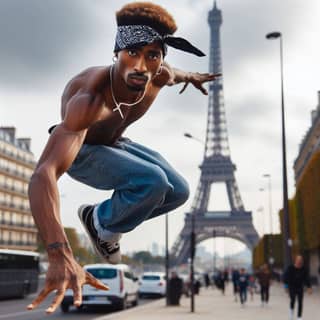 Sauter devant la tour Eiffel.