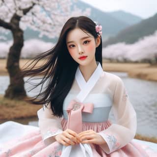 in a traditional korean dress