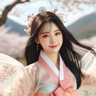 in traditional korean clothing