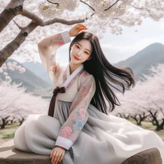 in a traditional korean dress