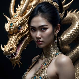 with a golden dragon head