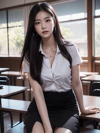 in a school uniform