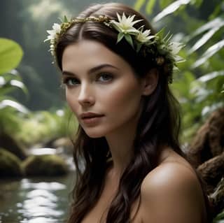 beautiful woman in tropical forest