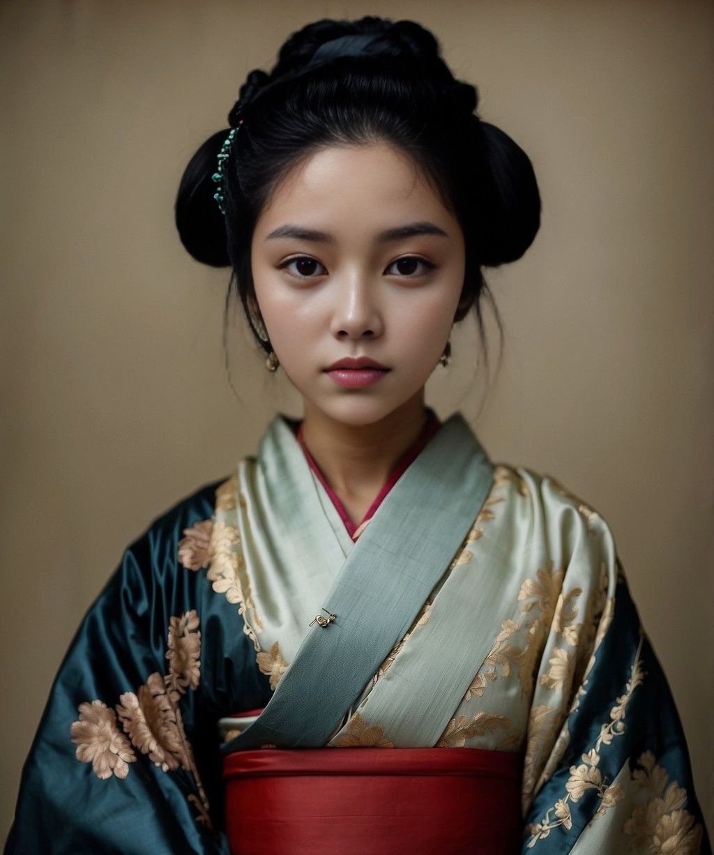 in traditional clothing poses for a portrait