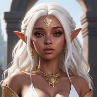 elf with white hair and a crown