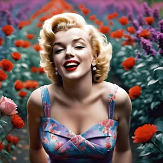 marilyn monroe in a field of flowers