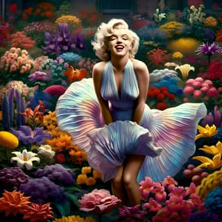 marilyn monroe in a flower garden