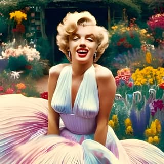 marilyn monroe in a garden of flowers