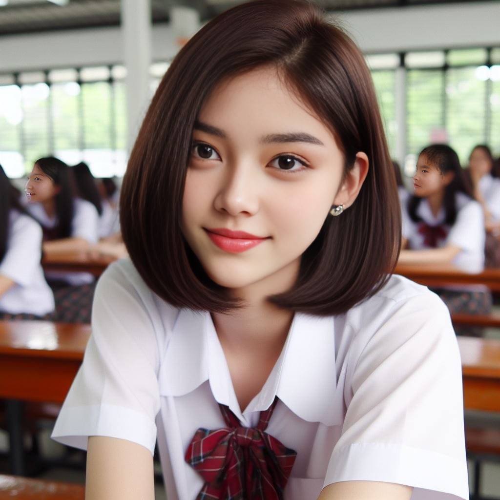 asian girl in a school uniform