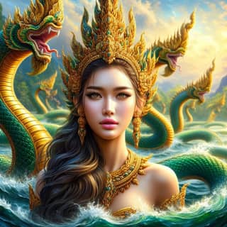 woman in thai dress with a snake head