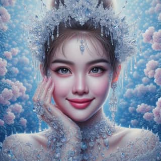 woman in a tiaras with ice crystals on her face