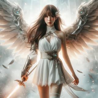 an angel with wings and a sword