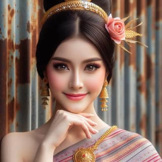 ผู้หญิงไทยสวยใสในชุดประจำชาติ