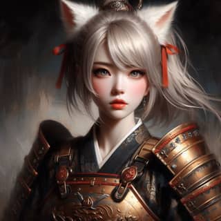 girl in armor with a cat ears