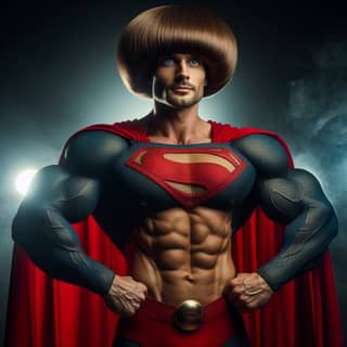 superman with a wig on his head