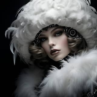 woman in a white fur hat