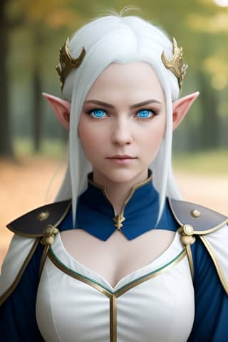 a 3d rendering of a female elf with blue eyes