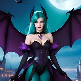 dressed as a vampire with bat wings