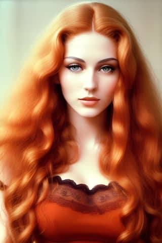 redhead with long hair poses for a portrait