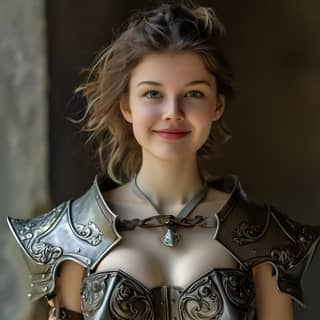 woman in armor posing for a photo